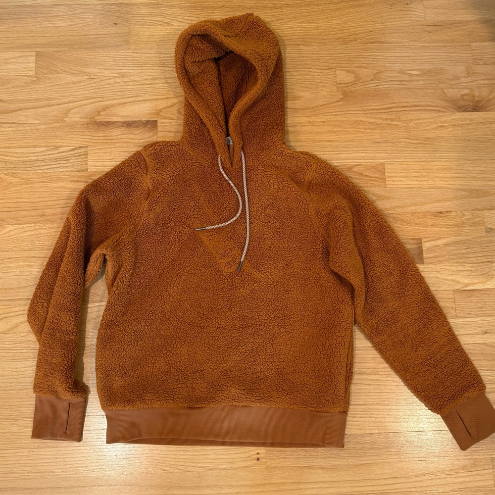 Athleta Tugga Sherpa Hooded Pullover in Cattail Brown Size Medium